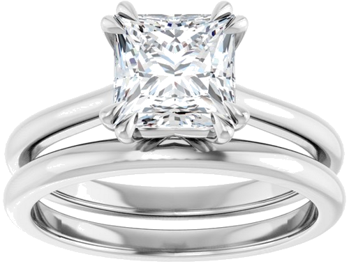 Sužadėtuvių Žiedas „Double Claw-Prong“ 950 Platinos Square 6.5mm (8)