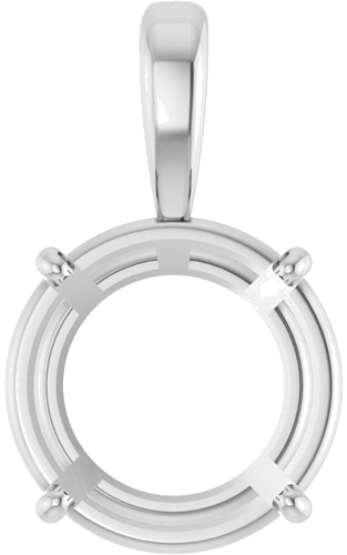 14K White 12 mm Round 4-Prong Pendant Mounting (1)
