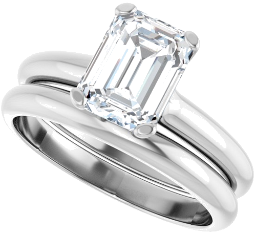 Sužadėtuvių Žiedas „Solitaire“ 585 Baltojo Aukso Emerald 8mm x 6mm (9)