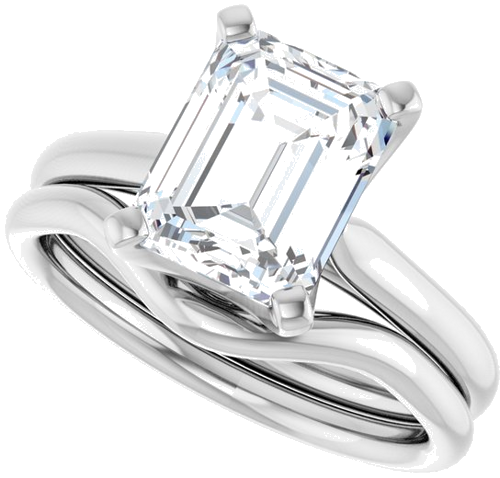 Sužadėtuvių Žiedas „Solitaire“ 14k white gold Emerald 9mm x 7mm (10)