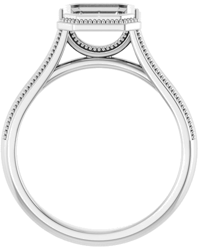 14K White 8x6 mm Emerald Solitaire Engagement Ring Mounting (2)