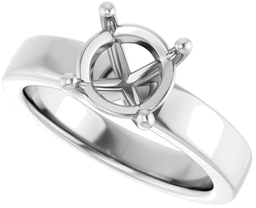 14K White 8 mm Round Solitaire Engagement Ring Mounting (5)