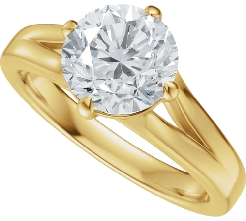 Sužadėtuvių Žiedas „Claw-Prong Split Shank Solitaire“ 14k yellow gold Round 7.4mm (5)