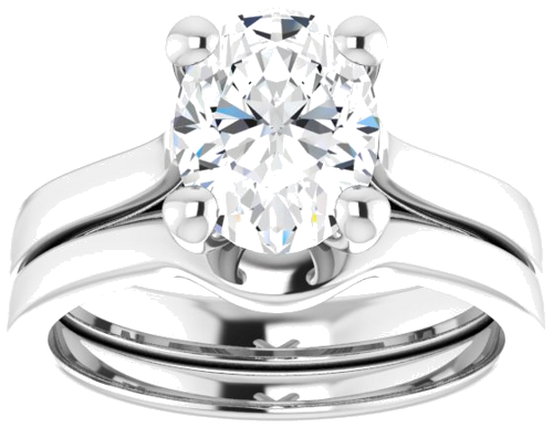 Sužadėtuvių Žiedas 14k white gold Oval 9mm x 7mm (8)