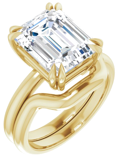 Sužadėtuvių Žiedas „Double Claw-Prong Solitaire“ 14k yellow gold Emerald 11mm x 9mm (6)