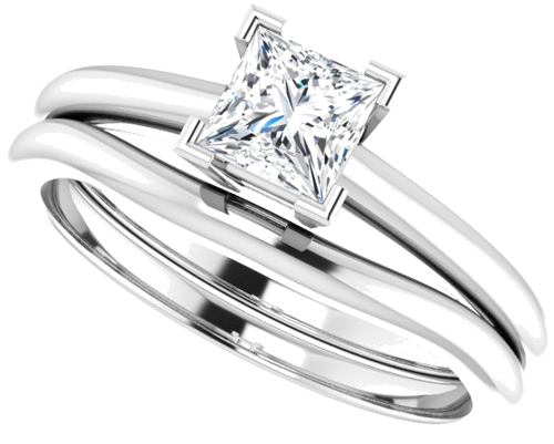 Sužadėtuvių Žiedas „V-End Prong“ 14k white gold Square 4.5mm (10)