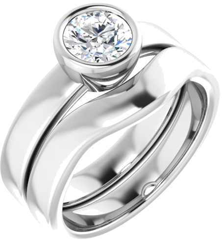 Sužadėtuvių Žiedas „Bezel-Set Solitaire“ 14k white gold Round 5.8mm (6)