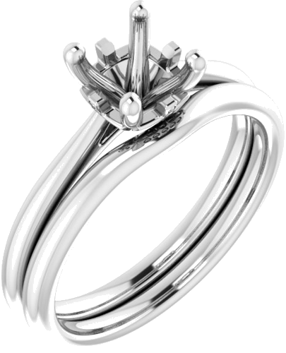 14K White 6.5 mm Round Hidden Cross Solitaire Engagement Ring Mounting (6)