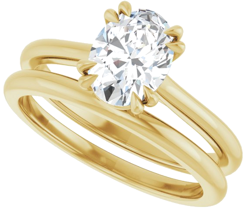 Sužadėtuvių Žiedas „Solitaire“ 585 Geltonojo Aukso Oval 8mm x 6mm (10)