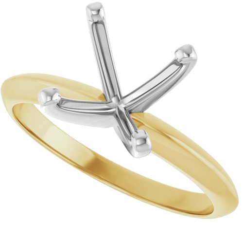 14K Yellow White 9.1-9.7 mm Round 4-Prong Light Solitaire Ring Mounting (5)