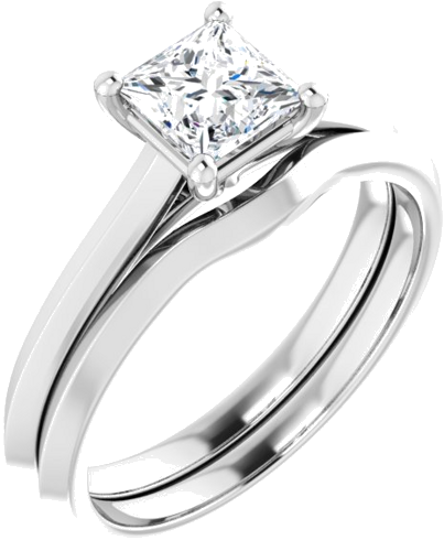 Sužadėtuvių Žiedas „Claw-Prong“ 14k white gold Square 5mm (6)