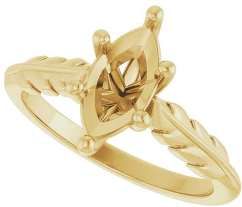 Sužadėtuvių Žiedas „Solitaire Leaf“ 14k yellow gold Marquise 10mm x 5mm (5)