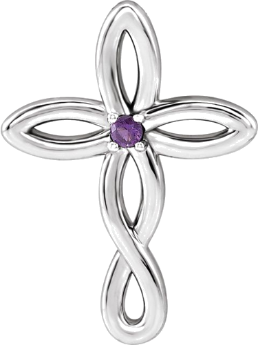 Sterling Silver 1-Stone Family Cross Pendant Mounting (4)