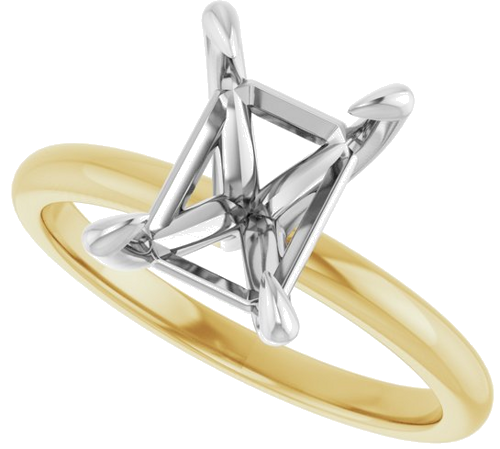 14K Yellow White 9 x 7 mm Emerald Engagement Ring Mounting (5)