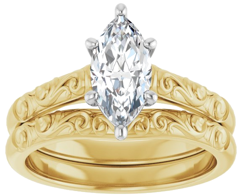 Sužadėtuvių Žiedas „Solitaire“ 14k yellow/white gold Marquise 10mm x 5mm (8)