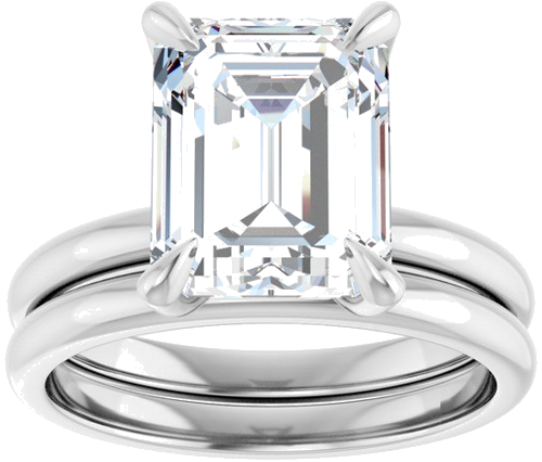 Sužadėtuvių Žiedas „Solitaire“ 14k white gold Emerald 10mm x 8mm (8)