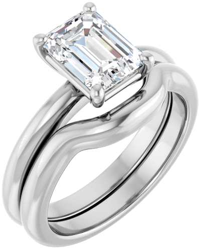 Sužadėtuvių Žiedas 14k white gold Emerald 8mm x 6mm (6)