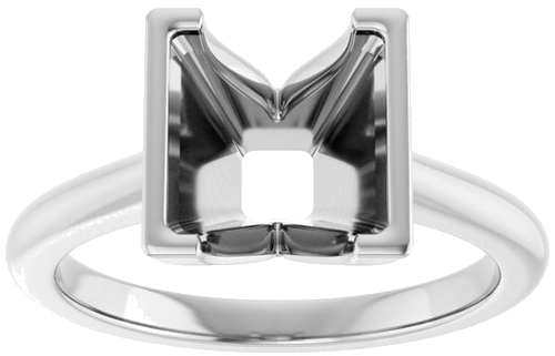 Sužadėtuvių Žiedas „Half-Bezel Solitaire“ 14k white gold Square 7.5mm (3)