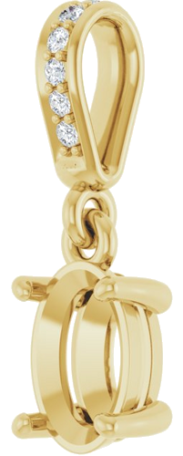 14K Yellow 7x5 mm Oval .03 CTW Natural Diamond Semi-Set Pendant (2)