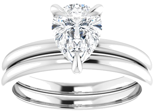 14K White  8x6 mm Pear Solitaire Engagement Ring Mounting (8)