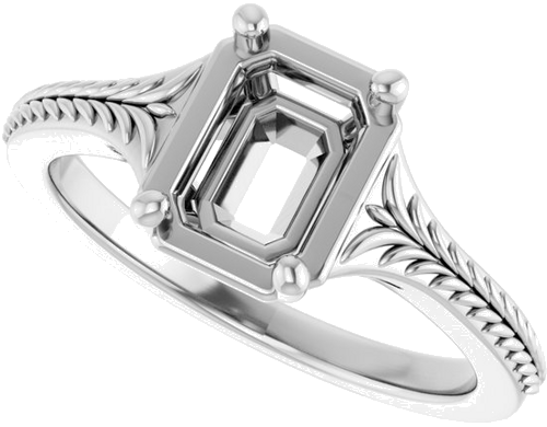Sužadėtuvių Žiedas „Solitaire“ 14k white gold Emerald 7mm x 5mm (5)