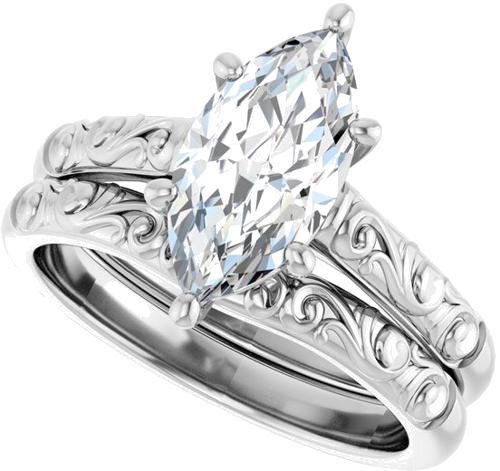 Sužadėtuvių Žiedas „Solitaire“ 14k white gold Marquise 12mm x 6mm (10)