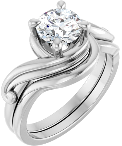 Sužadėtuvių Žiedas „Solitaire“ 14k white gold Round 6.5mm (6)