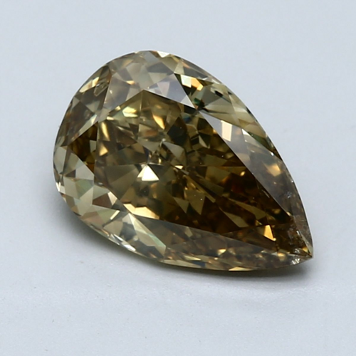 3.02 carat Fancy Dark Brown Greenish Yellow-SI2 Natūralus Pear Deimantas (1)