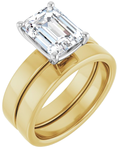 Sužadėtuvių Žiedas „Solitaire“ 14k yellow/white gold Emerald 9mm x 7mm (6)