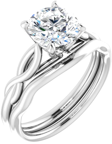 14K White  7.4 mm Round Solitaire Engagement Ring Mounting (6)