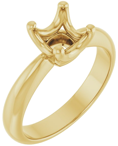 Sužadėtuvių Žiedas „Solitaire Crown-Inspired“ 14k yellow gold Cushion 6.5mm (1)