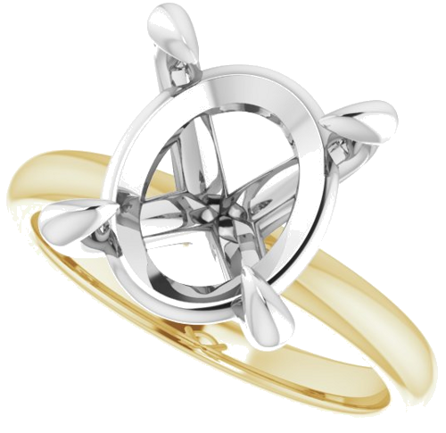 14K Yellow White 12 x 10 mm Oval Engagement Ring Mounting (5)