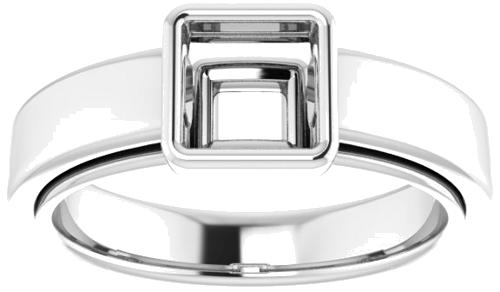 Sužadėtuvių Žiedas „Bezel-Set Solitaire“ 14k white gold Square 5.5mm (3)