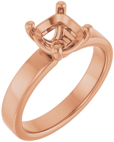 Sužadėtuvių Žiedas „Solitaire“ 585 Rožinis Aukso Cushion 7mm (1)