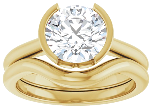 Sužadėtuvių Žiedas „Half Bezel Solitaire“ 585 Geltonojo Aukso Round 8mm (8)