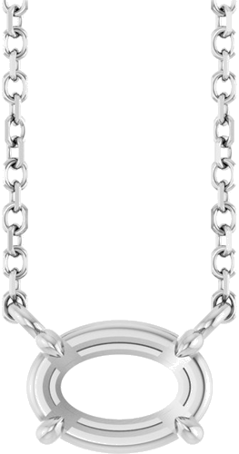 Pakabukas „Solitaire“ 585 Baltojo Aukso Oval 7mm x 5mm (1)