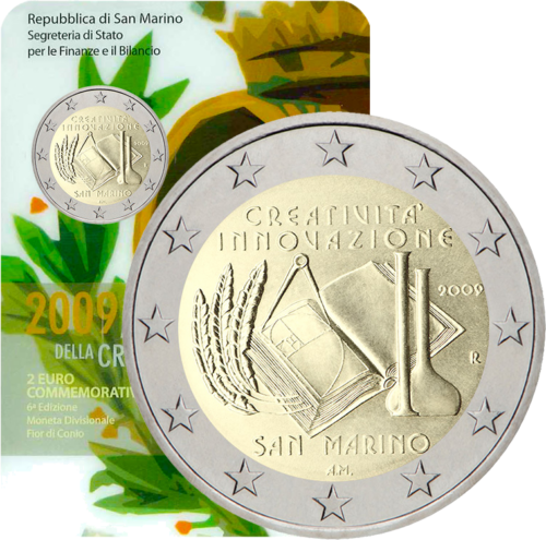 2009 San Marinas Europos kūrybiškumas ir inovacijos 2 eurų moneta (1)