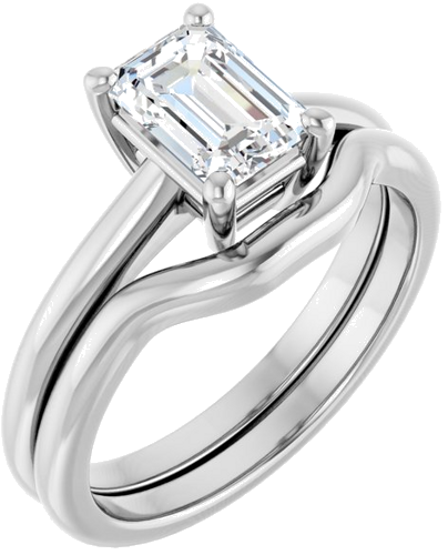 Sužadėtuvių Žiedas „V-End Prong“ 14k white gold Emerald 7mm x 5mm (6)