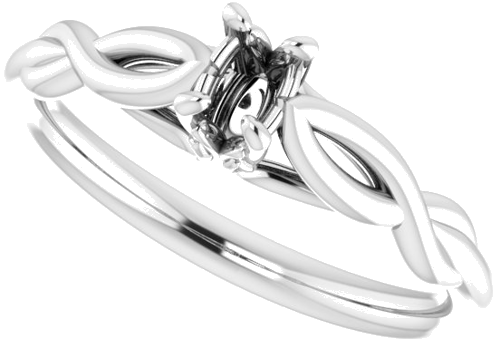 Sužadėtuvių Žiedas „Solitaire Sculptural“ 10k white gold Oval 5mm x 3mm (5)