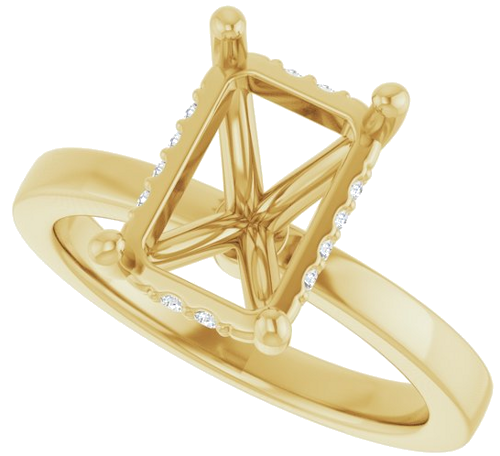 Sužadėtuvių Žiedas „Hidden Halo-Style“ 14k yellow gold Emerald 10mm x 7mm (5)