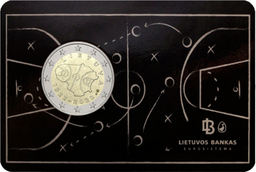2022 Lietuvas basketbola 100. gadadienai veltīta 2 eiro monēta BU kartē. (2)