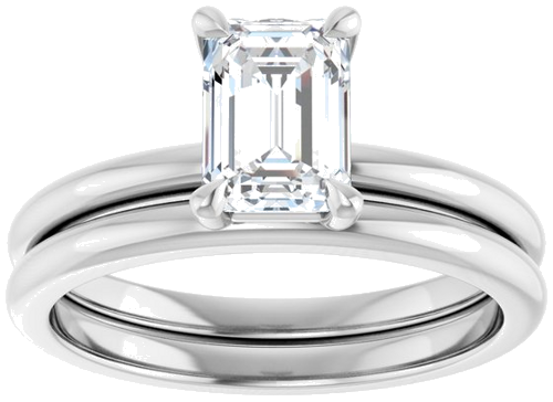 Sužadėtuvių Žiedas 585 Baltojo Aukso Emerald 7mm x 5mm (8)