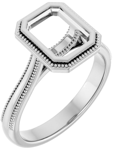 Sužadėtuvių Žiedas „Solitaire“ 585 Baltojo Aukso Emerald 8mm x 6mm (1)