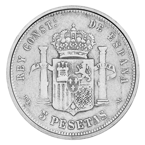 5 песет Альфонсо XII (1877-1881) Испания серебряная монета (2)