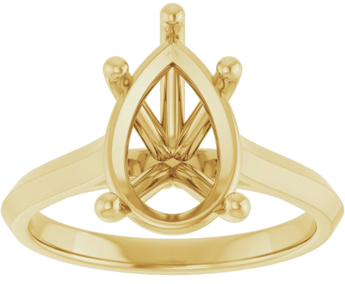 14K Yellow 12x8 mm Pear Solitaire Engagement Ring Mounting (3)
