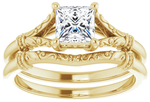 Sužadėtuvių Žiedas „Sculptural“ 14k yellow gold Square 5mm (8)