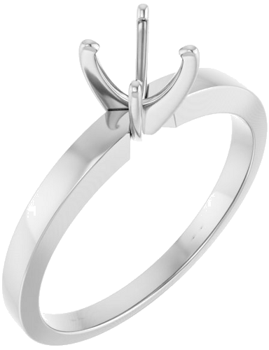 14K White 5-5.3 mm Round 4-Prong Solitaire Ring Mounting (1)
