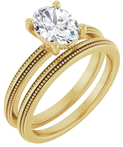 Sužadėtuvių Žiedas „Solitaire Milgrain“ 14k yellow gold Oval 8mm x 6mm (6)