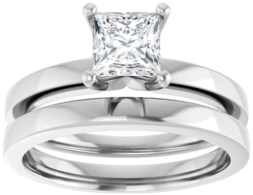 Sužadėtuvių Žiedas „Solitaire“ 14k white gold Square 5mm (8)