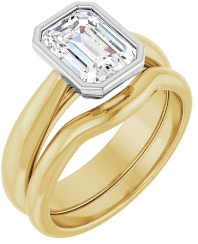 Sužadėtuvių Žiedas „Bezel-Set Solitaire“ 14k yellow/white gold Emerald 8mm x 6mm (6)